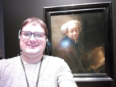 In front of a Rembrandt self portrait at the Art Gallery of New South Wales